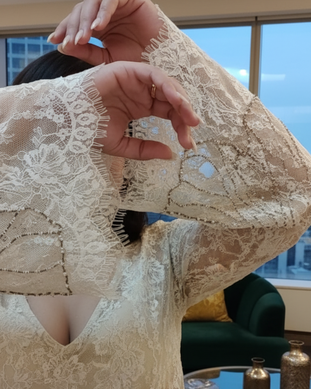 Ivora Lace Overdress with pants and Bralette Top