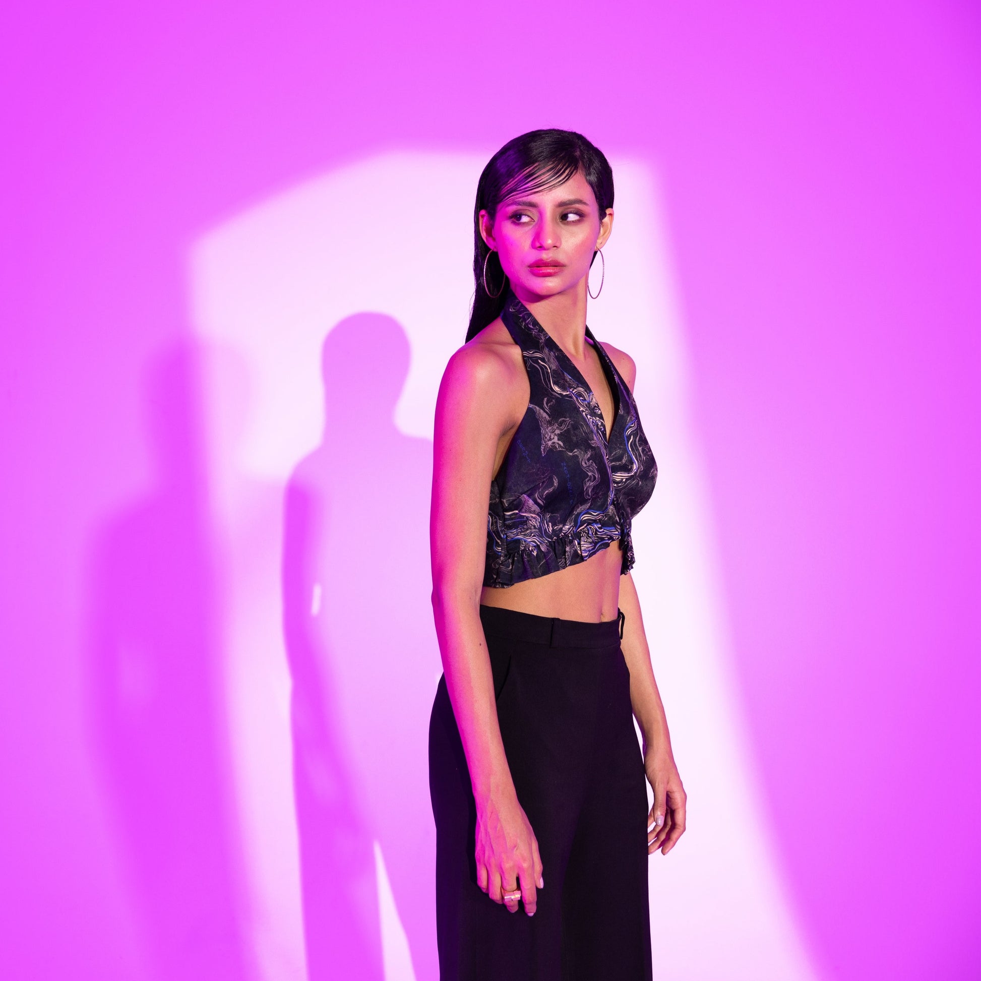 BOLT FRALE RUFF HALTER CROP TOP 