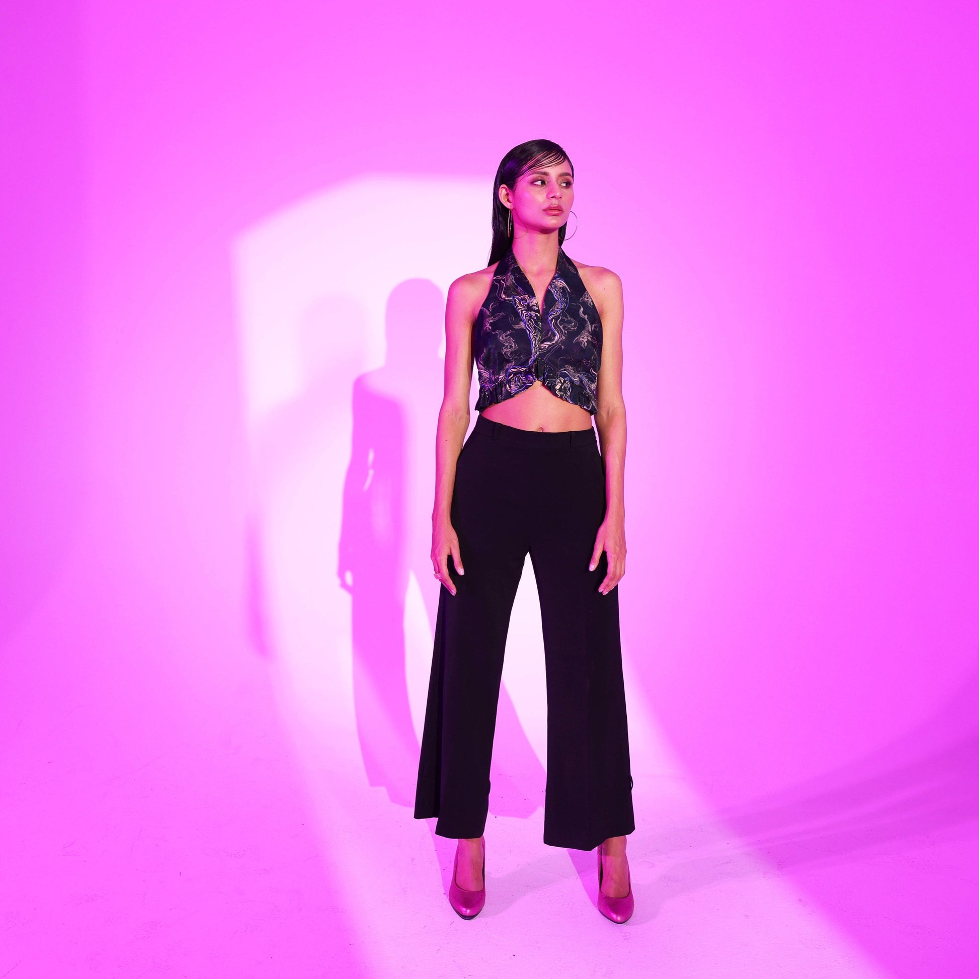 BOLT FRALE RUFF HALTER CROP TOP 