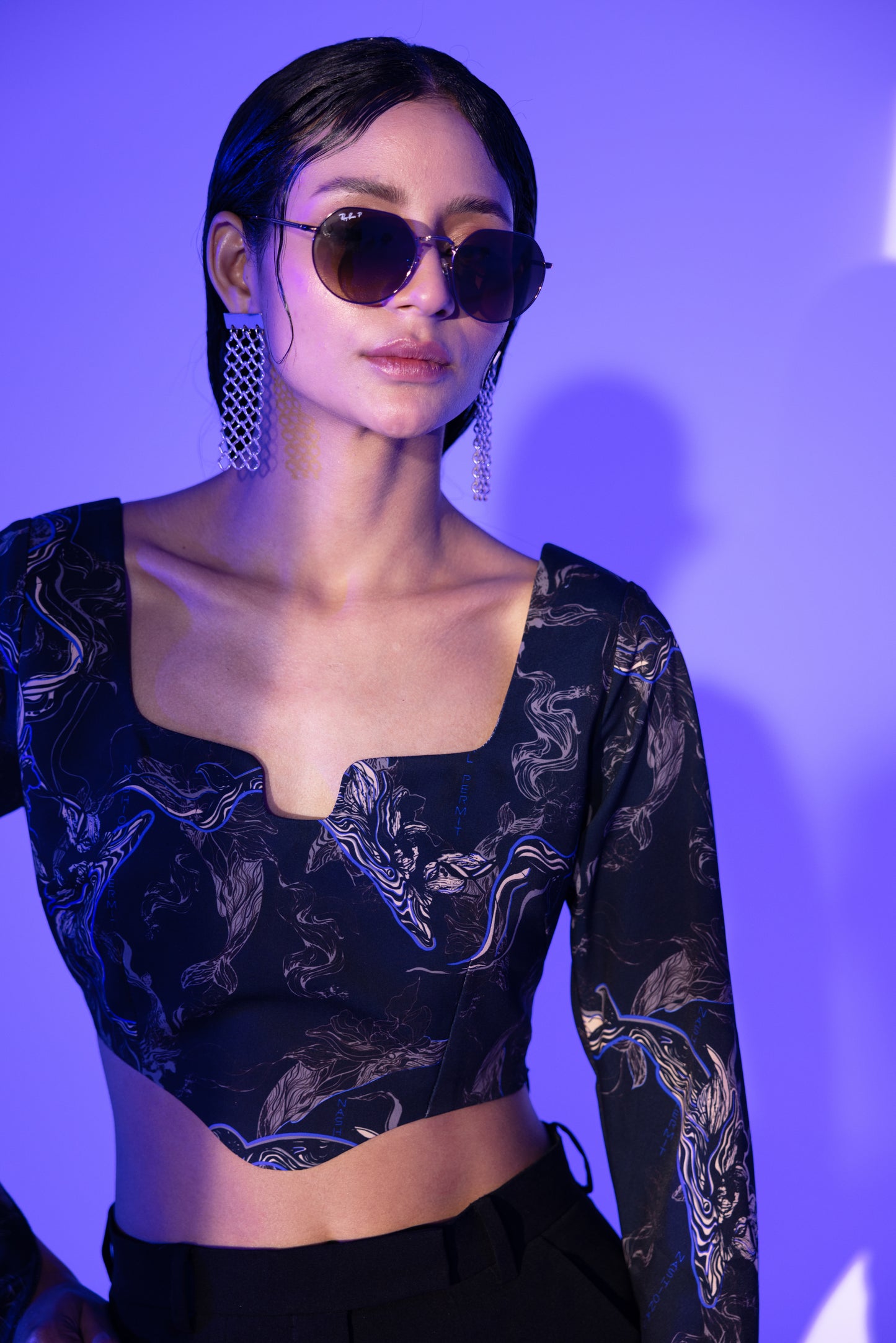 Bolt Frail Whale Morticia Sleeves Crop Top 