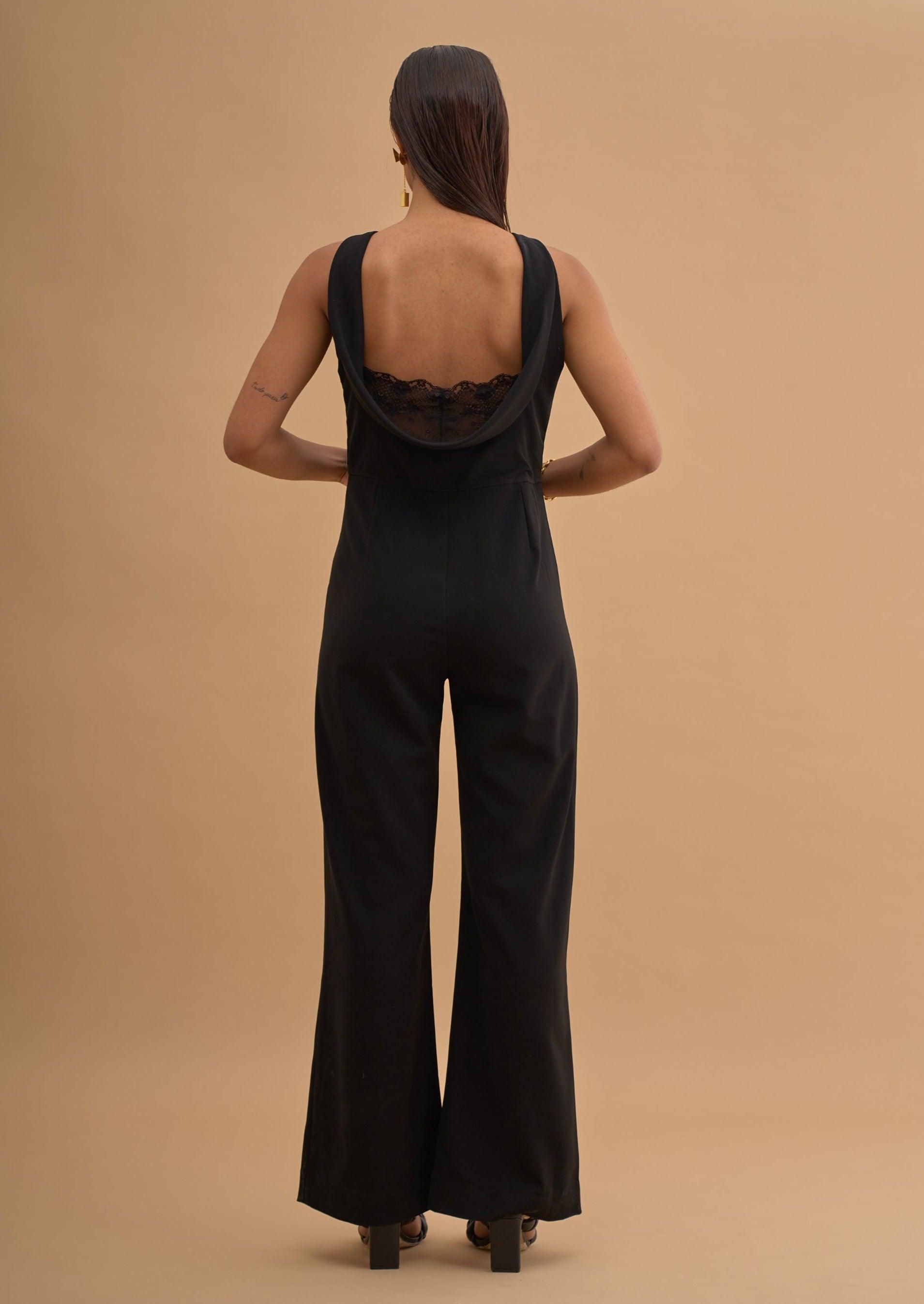 BACK COWL LACE JUMPSUIT 