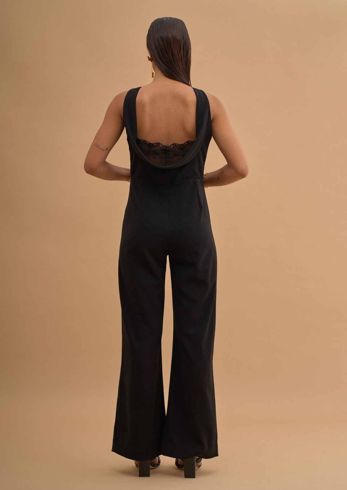 BACK COWL LACE JUMPSUIT 