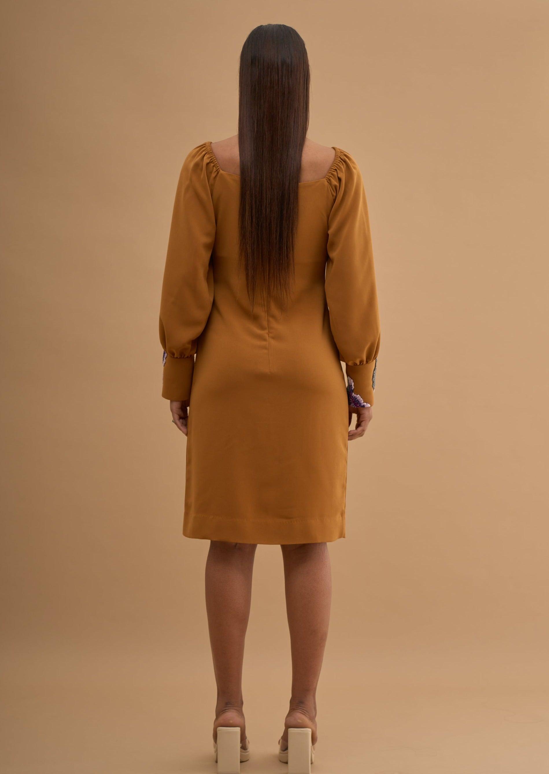 EMBRIODERED FRONT SLIT DRESS 