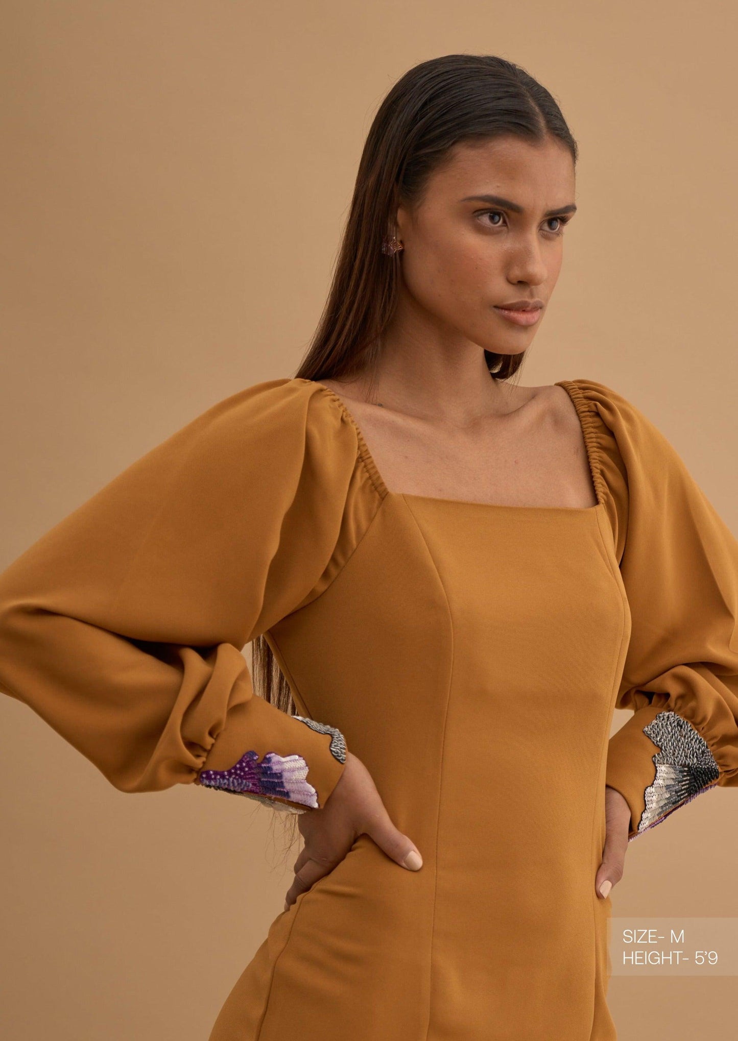 EMBRIODERED FRONT SLIT DRESS 