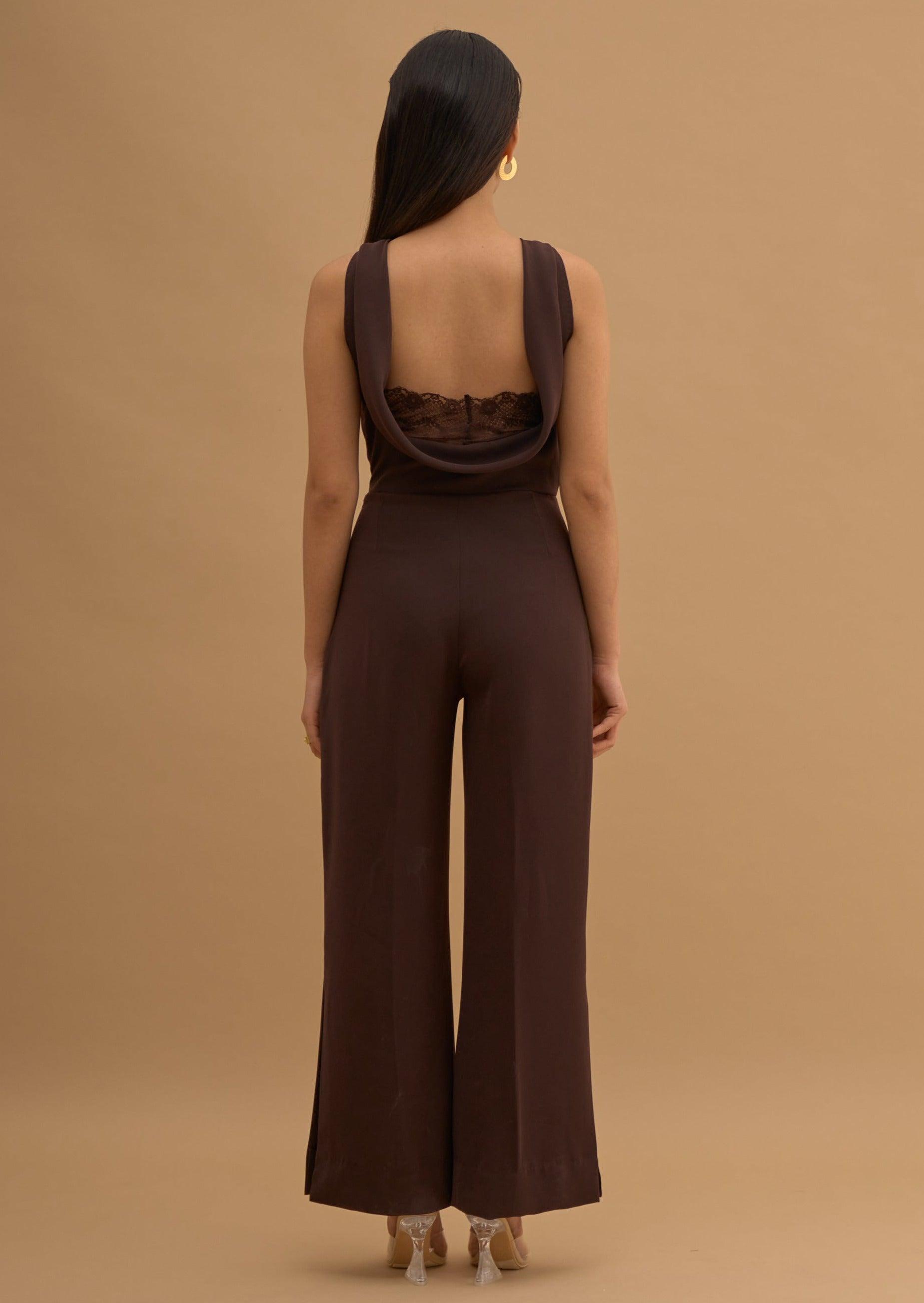 BACK COWL LACE JUMPSUIT 
