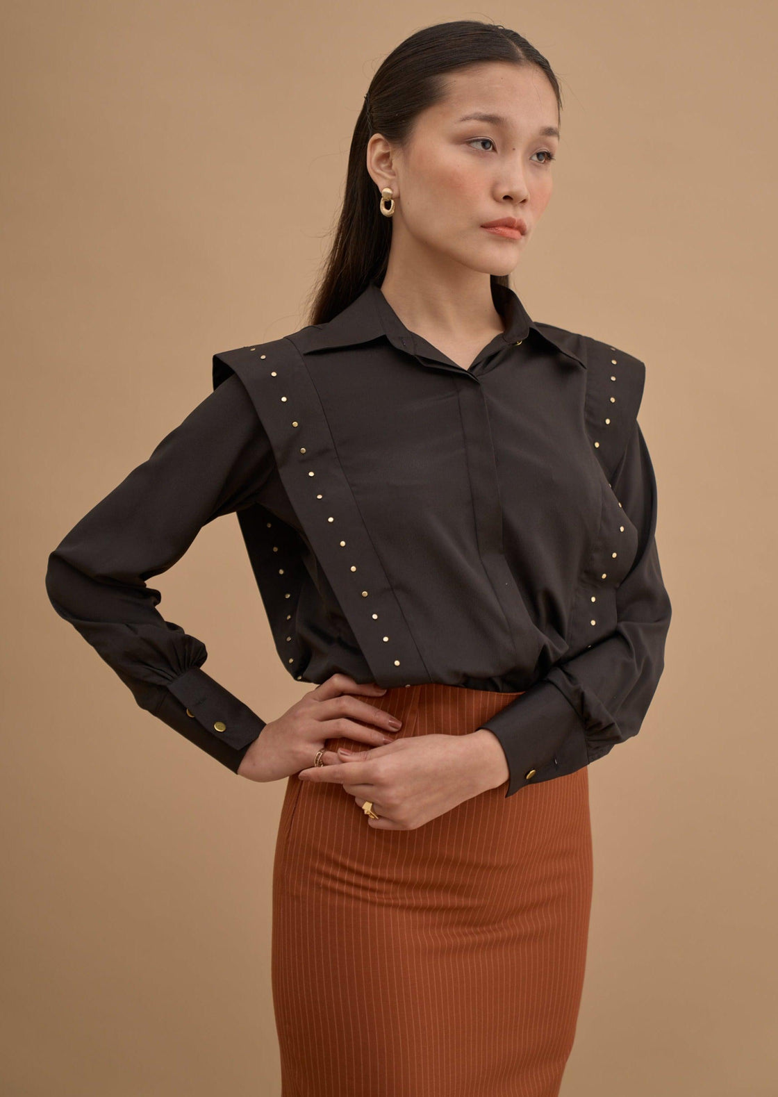 STUDDED PANEL SHIRT 